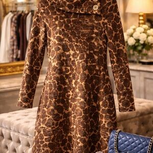 Leopard Print Long Sleeve Dress